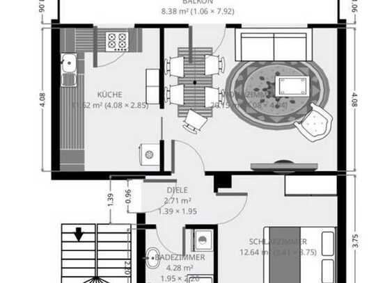 Zentrale 2-Zimmer-Erdgeschosswohnung mit Balkon - bezugsfrei ab 1.4.25