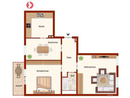 .-Reserviert-.Citynahe 3 Zimmer K.D.B Balkon Wohnung .V2207