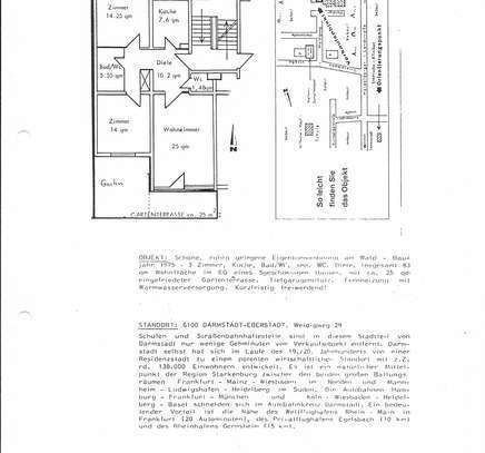 Gepflegte 3-Zimmer-Erdgeschosswohnung mit Einbauküche in Darmstadt-Eberstadt Süd