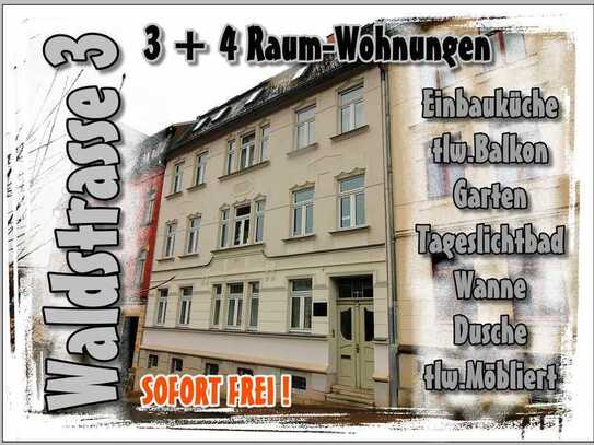 EXKLUSIVE MÖBLIERTE WOHNUNG *3 RAUM*95 m²*BALKON*EINBAUKÜCHE+TAGESLICHT-BAD+DUSCHE +WANNE*KAMIN*