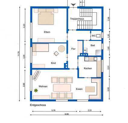 3-Zimmer-EG-Wohnung, sehr verkehrsruhig, mit Balkon Terrasse und Einbauküche in Weilerswist