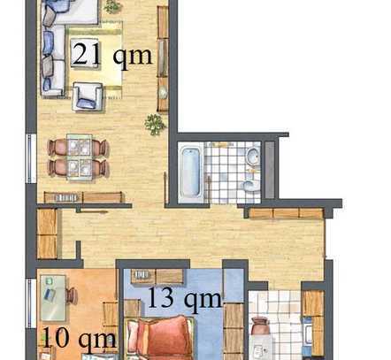 Modern sanierte 3-Zimmer-Wohnung mit mit Balkon in Germering