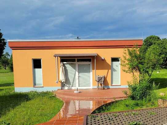 Alleinstehender Bungalow auf grüner Wiese im Grüngürtel Frankfurts und doch in der Nähe vo