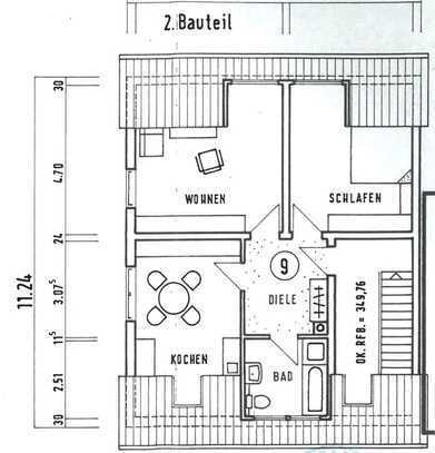 Ansprechende 2-Zimmer-Dachgeschosswohnung mit EBK in Kieselbronn