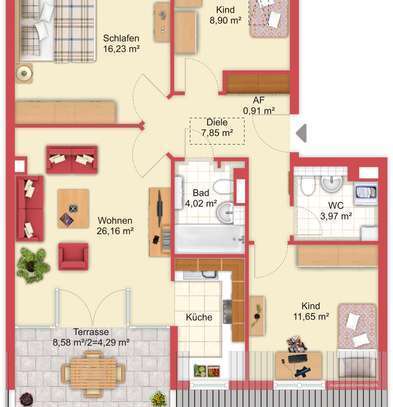 Geschmackvolle, gepflegte 3,5-Raum-DG-Wohnung mit Balkon und Einbauküche in München Obergiesing