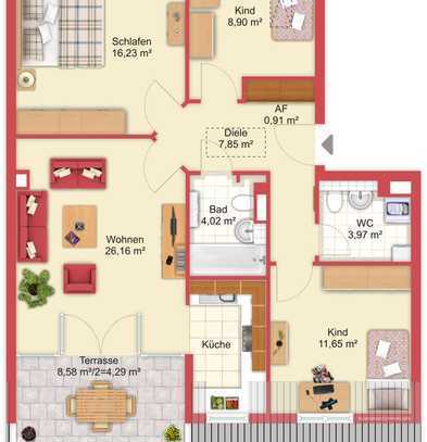 Geschmackvolle, gepflegte 3,5-Zimmer-DG-Wohnung mit Dachterrasse und EBK in München Obergiesing