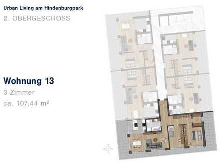 Neubau 3 Zimmer Wohnung mit großem Balkon