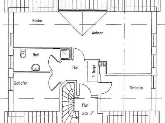 Gepflegte Dachgeschoßwohnung mit 4 Zimmern und Einbauküche in Schkeuditz - Radefeld