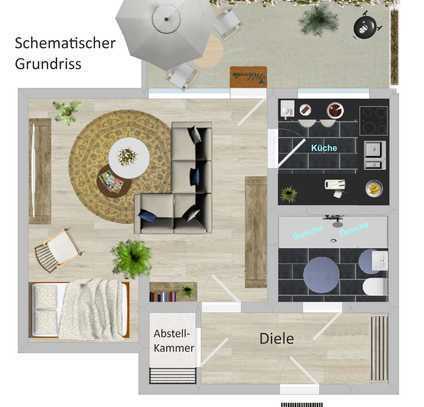 * Charmantes Apartment mit großem Balkon, Gemeinschaftsgarten u. Weitblick, E-Borbeck *