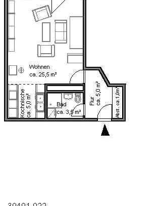 Single-Wohnung mit 43,22 m² nahe Mittellandkanal