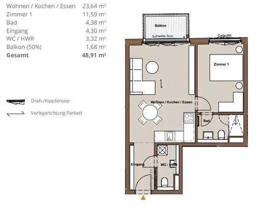 Helle Wohnung mit 2 Zimmern und tollem Ausblick vom Balkon in Kreuzberg Gräfekiez Neubau mit Möbel