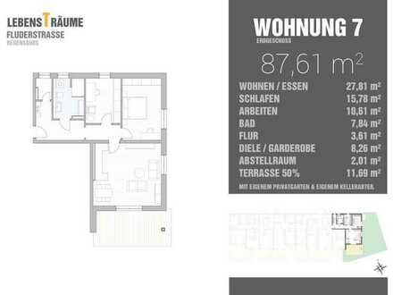 Attraktive 3-Zimmerwohnung, lichtdurchflutet und mit Terrasse und Gartenanteil