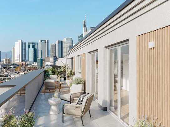 Penthouse-Wohnung mit großer Dachterrasse und Skyline-Blick