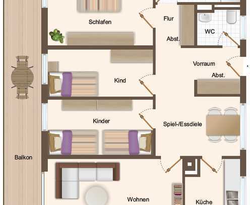 gepflegte 4 Zimmer Wohnung mit großzügigen Balkon