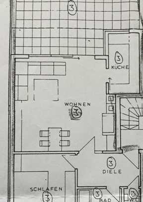 Sehr gepflegte 2-Zimmer-Wohnung mit großer Terrasse, Garage und Einbauküche in Darmstadt-Eberstadt