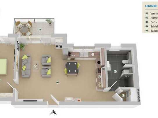 2-Zimmer-Wohnung mit Balkon – durchdachter Grundriss