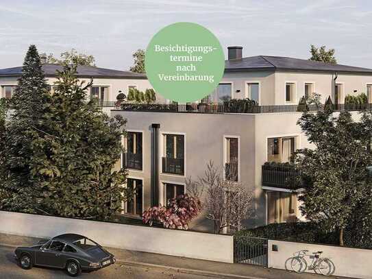 Moderne Wohnung mit hohen Decken im Mehrfamilienhaus in einer grünen Oase