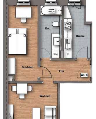 Lichtdurchflutete 2 – Raumwohnung mit Fußbodenheizung, Balkon und EBK! WE 08**