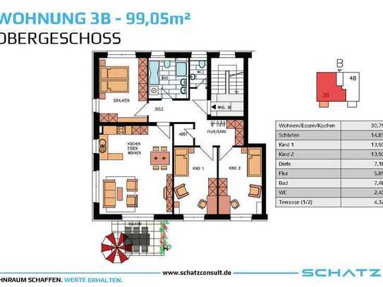 ✅Großzügige 4-Zi Obergeschosswohnung mit Balkon I 🍃 Wohnen im Naturpark I 3B