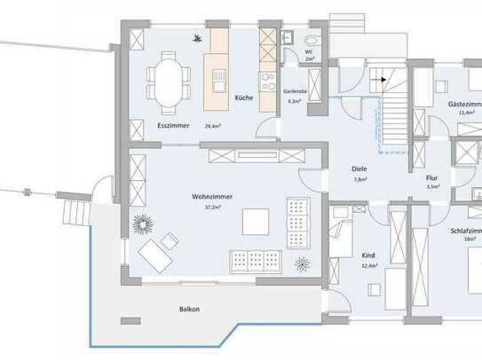 Attraktive 4,5 Zimmer Wohnung mit EBK und Balkon in Schemmerberg