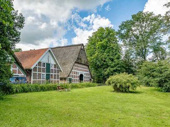 Idyllisches Reetdachanwesen mit Scheune und Gästehaus inmitten von Apfelplantagen nahe dem Ostedeich