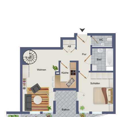 Attraktive 3-Zi-Maisonettewohnung mit Balkon und 2 Dachterrassen + TG-Stellplatz