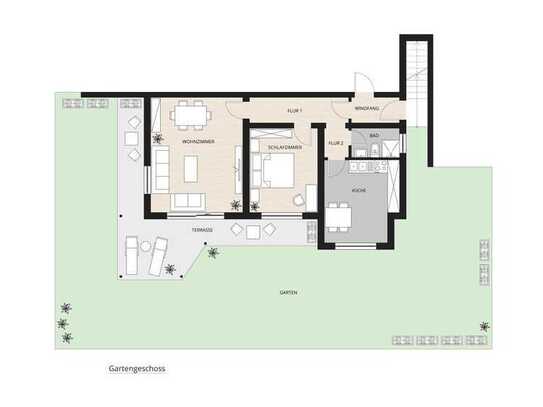 WI-Kohlheck: 2-Zimmer-Wohnung mit großer Terrasse und Gartenanteil