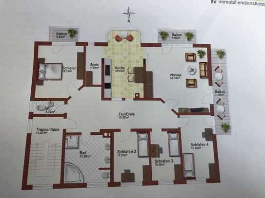 Attraktive 5,5-Zimmer-Wohnung mit Balkonen und Einbauküche in Aschheim