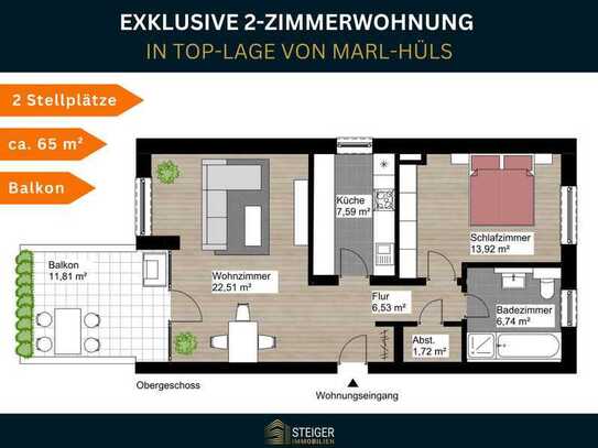 Exklusive Eigentumswohnung mit Balkon + 2 Stellplätzen - perfekt für Paare oder Singles!