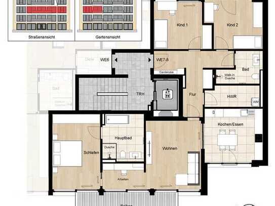 4-Zimmer-Neubauwohnung im 2. OG (WE 7-8) ALTERNATIVER GRUNDRISS