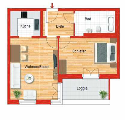 Moderne, schicke 2-ZKB Wohnung