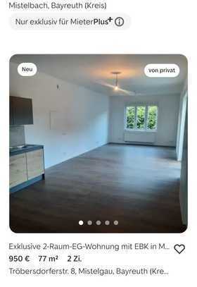 Schöne 2-Zimmer-Erdgeschosswohnung mit gehobener Innenausstattung mit Balkon und EBK in Mistelgau