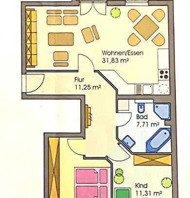Gepflegte 3-Zimmer-DG-Wohnung mit Balkon und Einbauküche in Schwedt/Oder
