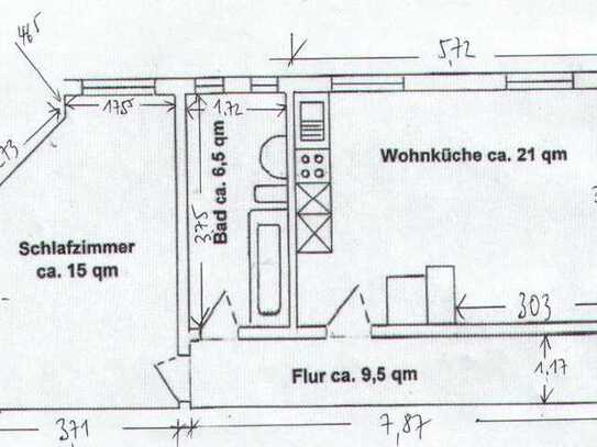 Ruhige 1 Zi Wohnung plus Wohnküche nahe City