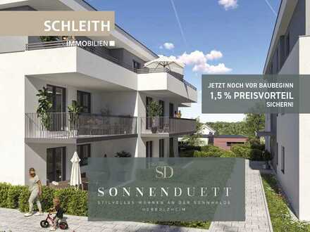 "Sonnenduett" in Herbolzheim: Ihre stilvolle 2-Zimmer Erdgeschosswohnung mit Gartenanteil