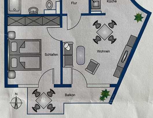 Geschmackvolle Wohnung mit zwei Zimmern sowie Balkon und Einbauküche in Tübingen