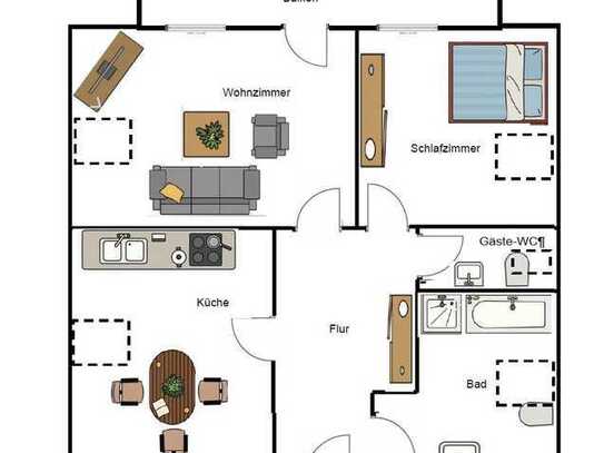 Lichtdurchflutete 2-Zimmer-Dachgeschosswohnung mit großem Südwest-Balkon