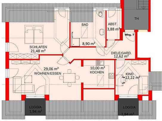 Helle und exklusive 3,5-Zimmer-Wohnung mit Balkon