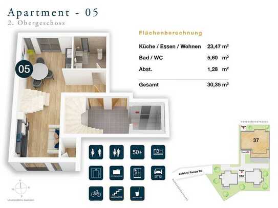 Stilvolle, neuwertige 2-Raum-Maisonette-Wohnung mit gehobener Innenausstattung in Zuffenhausen