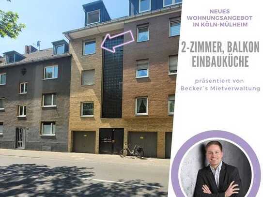 Köln-Mülheim: 2-Zimmer, Einbauküche und Balkon direkt am Bahnhof.