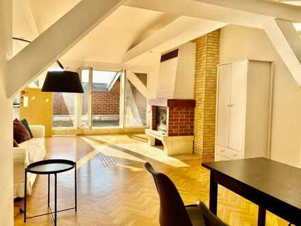 Experience Spandau in a new way - furnished attic flat with kitchen, balcony and fireplace