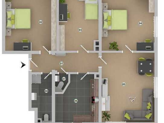 Kernsanierte 4Z-EG-Wohnung mit EBK, Gartennutzung in ruhiger Lage