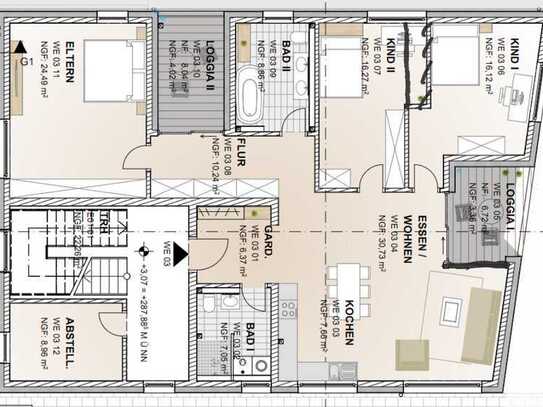 Schöne 3,5 Zimmer-Wohnung mit 2 Loggien in ruhiger Lage