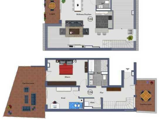 Maisonettewohnung mit 3 Terrassen