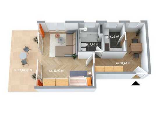 Sofort bezugsfreie 1,5 Zimmer Terrassenwohnung am Isarhochufer