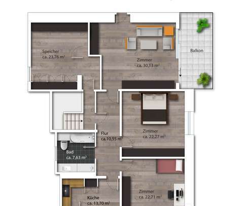 Attraktive Altbau-DG-Wohnung in Prien am Chiemsee