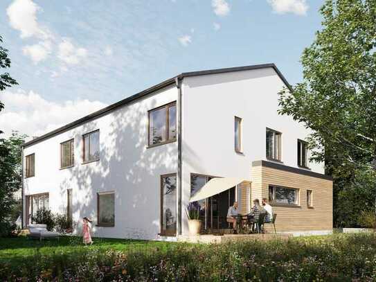 Energieeffizientes Architekten-Doppelhaus mit freiem Blick auf Feld