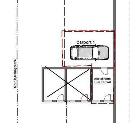 Carport mit großem Abstellraum