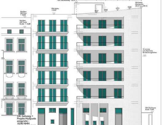 attraktives Baugrundstück in 1A-Lage mit Baugenehmigung für 11 WE + 2 GE, 937 m² vermietbare Fläche