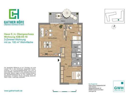 47125/58 Freundliche 3-Zimmer-Wohnung im Neubau in Düsseldorf-Rath